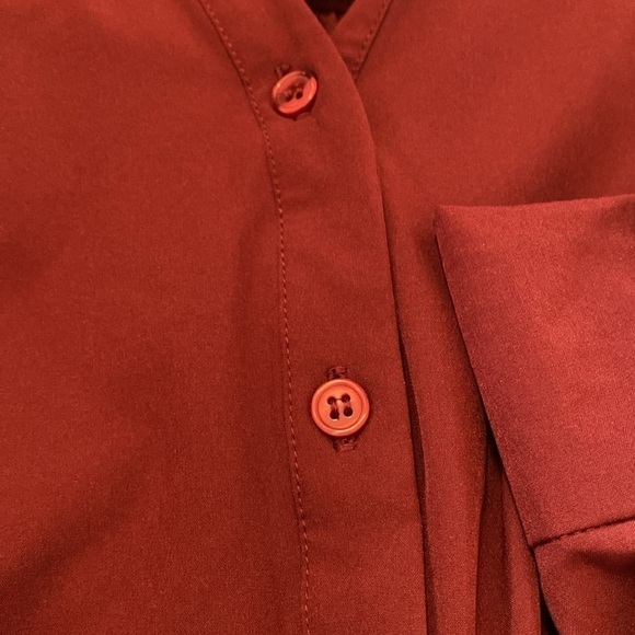 Ryan Wythe button up sleeve navy burnt red mid button up v neck tunic shirt 16 - Picture 15 of 15